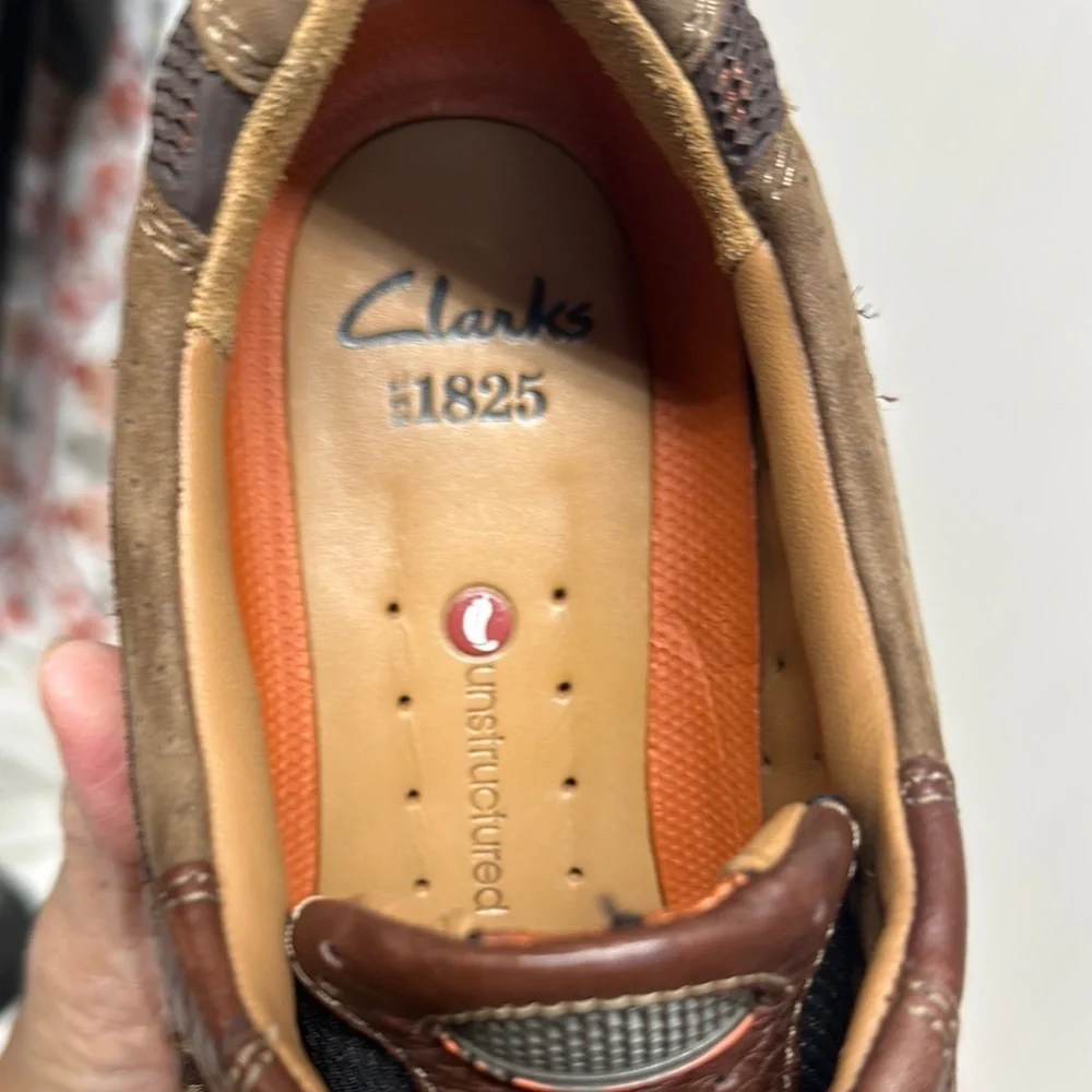 Clarks Brown Leather Oxford Shoes with Moccasin Stitching